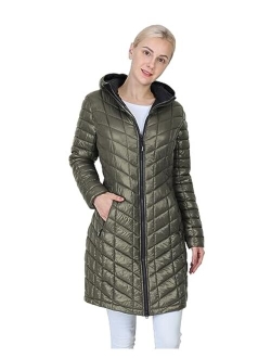 Outdoor Ventures Women's Maryan Hooded Ultra Lightweight Warm Thermolite Long Puffer Coat