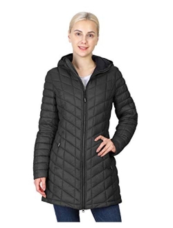 Outdoor Ventures Women's Maryan Hooded Ultra Lightweight Warm Thermolite Long Puffer Coat