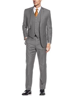 Salvatore Exte Men's Vested Three Piece Suit Blazer Jacket Dress Vest Plus Pant (44 Regular US / 54R EU/W 38", Gray)