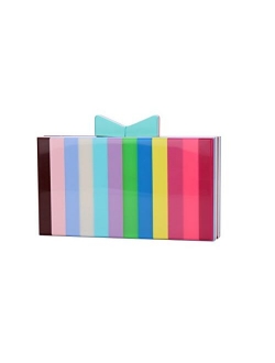 Women Acrylic Clutch Purses For Women with Chain Strap Striped Desiger