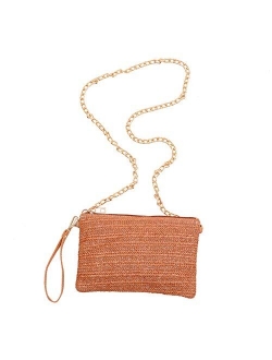 Hycurey Straw Zipper Clutch Bag Bohemian Wristlet Womens Summer Beach Sea Purse and Handbag