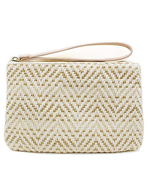 Hycurey Straw Zipper Clutch Bag Bohemian Wristlet Womens Summer Beach Sea Purse and Handbag