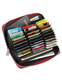 Women 36 Slots RFID Blocking Card Holder Large Long Leather Zipper Organizer Accordion Wallet