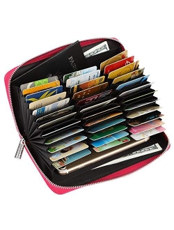 Women 36 Slots RFID Blocking Card Holder Large Long Leather Zipper Organizer Accordion Wallet