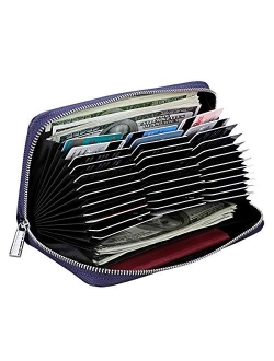 Women 36 Slots RFID Blocking Card Holder Large Long Leather Zipper Organizer Accordion Wallet