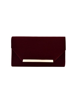 TrendsBlue Elegant Solid Color Velvet Clutch Evening Bag Handbag - Diff Colors