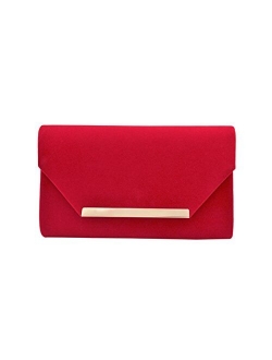 TrendsBlue Elegant Solid Color Velvet Clutch Evening Bag Handbag - Diff Colors