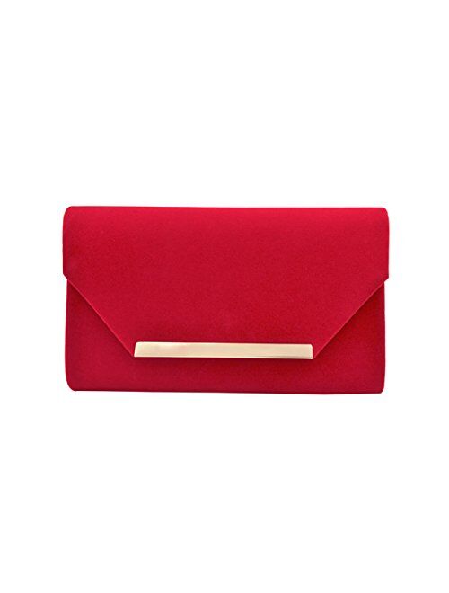 TrendsBlue Elegant Solid Color Velvet Clutch Evening Bag Handbag - Diff Colors