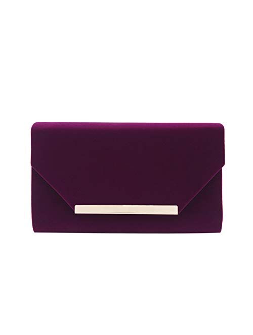 TrendsBlue Elegant Solid Color Velvet Clutch Evening Bag Handbag - Diff Colors