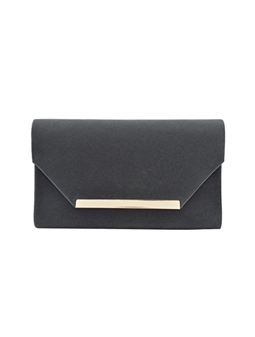 TrendsBlue Elegant Solid Color Velvet Clutch Evening Bag Handbag - Diff Colors