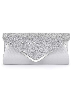 CurvChic Women Evening Bag Clutch Purse Rhinestone-Studded Flap for Wedding Prom Cocktail Party