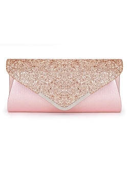 CurvChic Women Evening Bag Clutch Purse Rhinestone-Studded Flap for Wedding Prom Cocktail Party