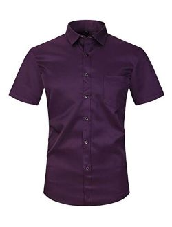 XTAPAN Men's Dress Shirt-Long Sleeve Regular Fit Button Down Shirt with Matching Tie and Handkerchief