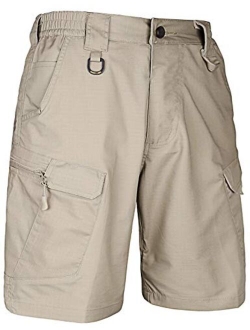 HARD LAND Men's 9.5 Inches Urban Tactical Shorts Waterproof Ripstop Teflon Elastic Waist Cargo Work Shorts Hiking