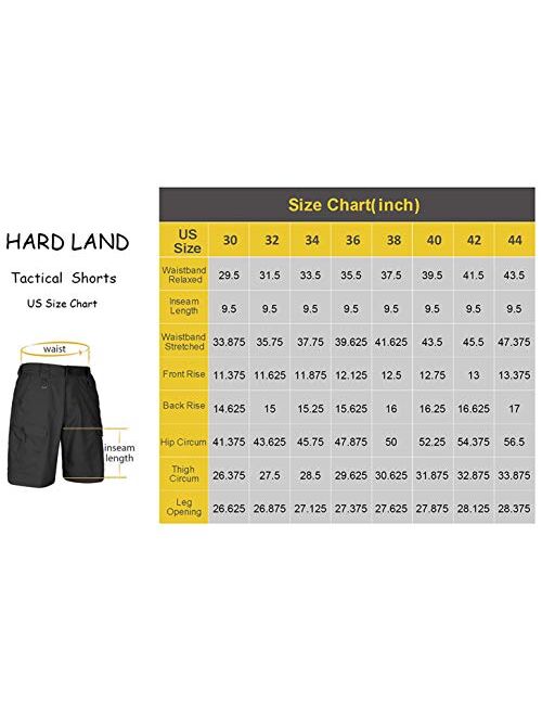 HARD LAND Men's 9.5 Inches Urban Tactical Shorts Waterproof Ripstop Teflon Elastic Waist Cargo Work Shorts Hiking