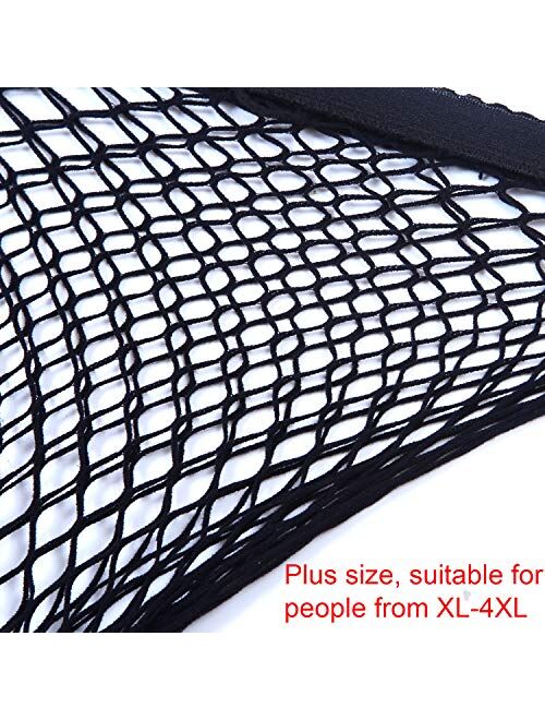 Aneco 4 Pairs Plus Size Fishnets Tights Sexy Black Fishnet Pantyhose Stockings Cross Mesh Tights Thigh High Stockings