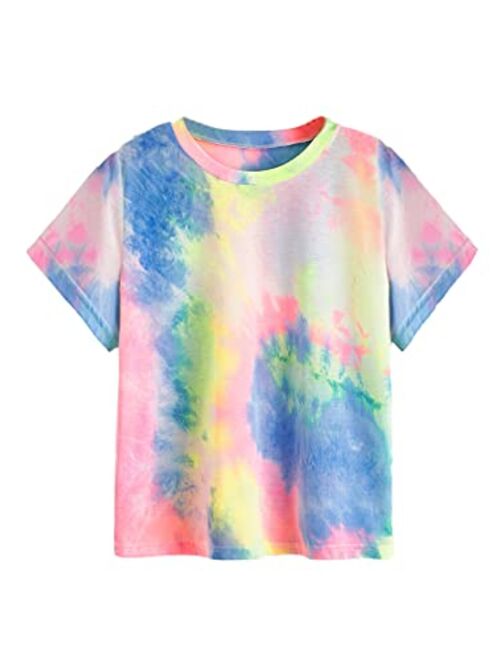 Verdusa Women's Casual Short Sleeve Tie Dye Tee