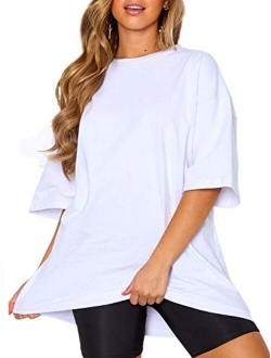 just quella Oversized T Shirts for Women Loose Casual Short Sleeve Tie Dye Tops Tees Mini Dress