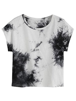 Women's Tie Dye Letter Print Crop Top T Shirt