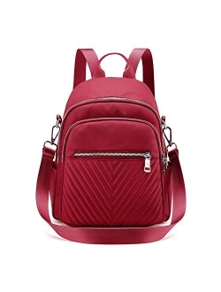 Nylon Backpack Purse for Women, Convertible Small Purse Backpack Waterproof