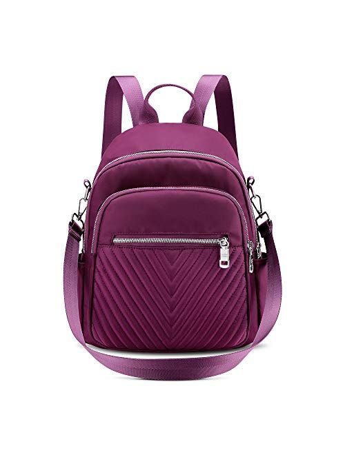 Nylon Backpack Purse for Women, Convertible Small Purse Backpack Waterproof