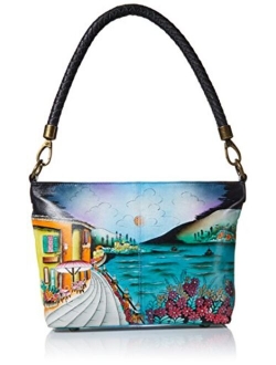 Anna by Anuschka Women's Genuine Leather Large Hobo Shoulder Bag| Hand Painted Original Artwork