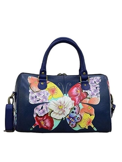 Anna by AnuschkaWomen's Genuine Leather Satchel | Zip Around | Hand-Painted Original Artwork