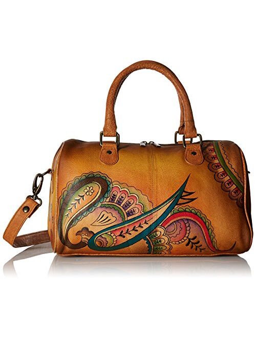 Anna by AnuschkaWomen's Genuine Leather Satchel | Zip Around | Hand-Painted Original Artwork