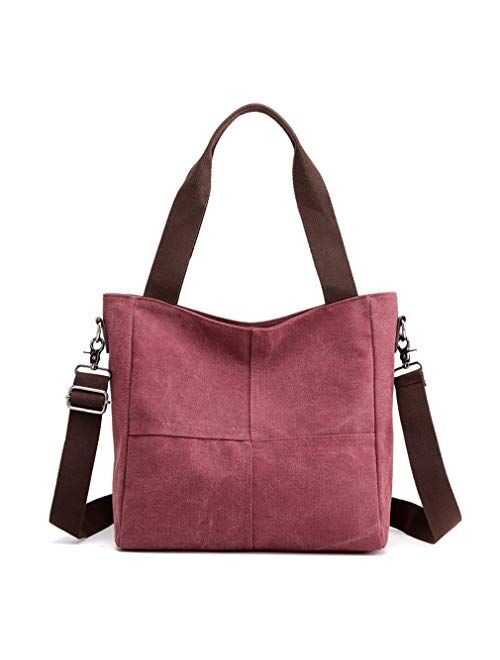 Women's Canvas Small Shoulder Bags Tote Purses Satchel Work Travel Crossbody Bag