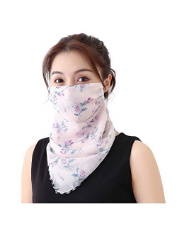 Women's Sun Protection Mask Silk Neck Scarf Masks Seamless Face Mask Bandanas for Dust, Outdoors, Festivals, Sports