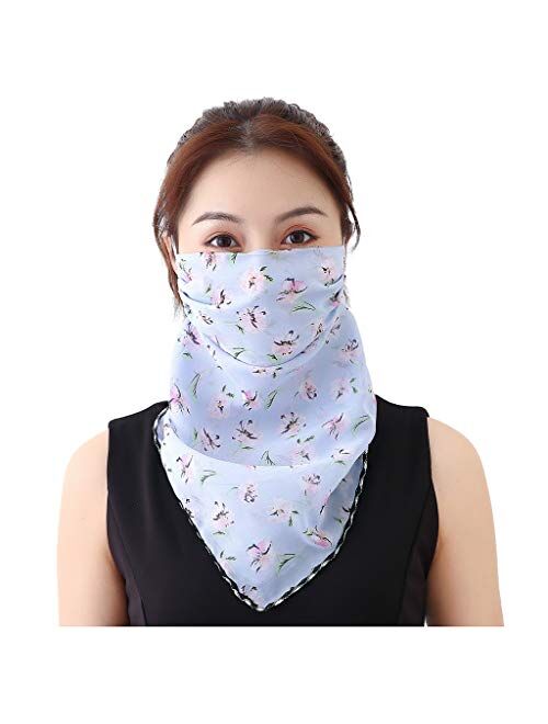 Women's Sun Protection Mask Silk Neck Scarf Masks Seamless Face Mask Bandanas for Dust, Outdoors, Festivals, Sports