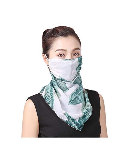 Women's Sun Protection Mask Silk Neck Scarf Masks Seamless Face Mask Bandanas for Dust, Outdoors, Festivals, Sports