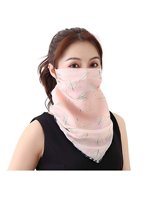 Women's Sun Protection Mask Silk Neck Scarf Masks Seamless Face Mask Bandanas for Dust, Outdoors, Festivals, Sports