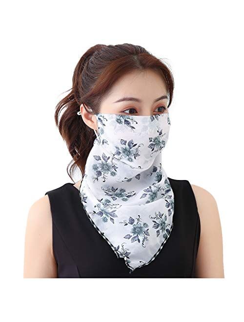 Women's Sun Protection Mask Silk Neck Scarf Masks Seamless Face Mask Bandanas for Dust, Outdoors, Festivals, Sports