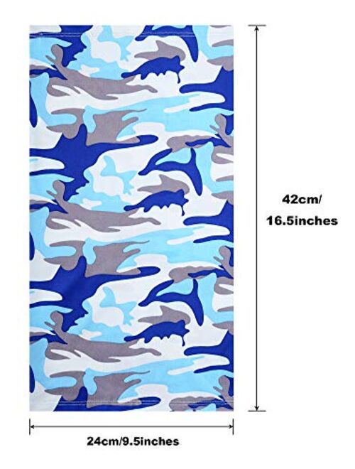 4 Pieces Summer Face Cover Neck Gaiter Cooling Sunblock Face Scarf(Camo Blue, Camo Sky Blue, Camo Green, Camo Orange)