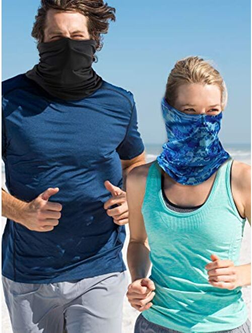 4 Pieces Summer Face Cover Neck Gaiter Cooling Sunblock Face Scarf(Camo Blue, Camo Sky Blue, Camo Green, Camo Orange)