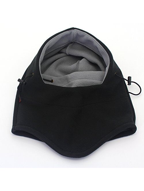 Polar Fleece Balaclava Windproof Ski Face Mask for Men and Women Thermal Outdoor Hooded Hats Dual-Layer Winter Hat