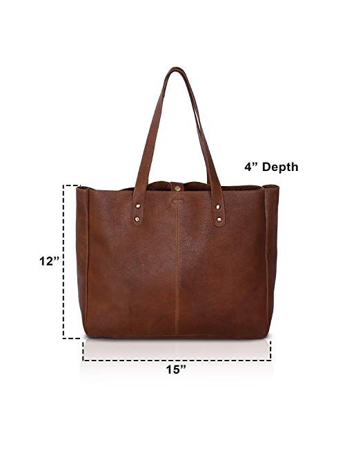 KomalC Genuine Soft Chicago Buff Leather Tote Bag Elegant Shopper Shoulder BagSALE