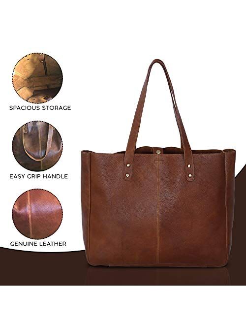 KomalC Genuine Soft Chicago Buff Leather Tote Bag Elegant Shopper Shoulder BagSALE