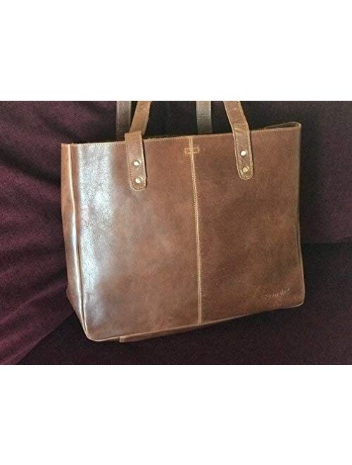 KomalC Genuine Soft Chicago Buff Leather Tote Bag Elegant Shopper Shoulder BagSALE