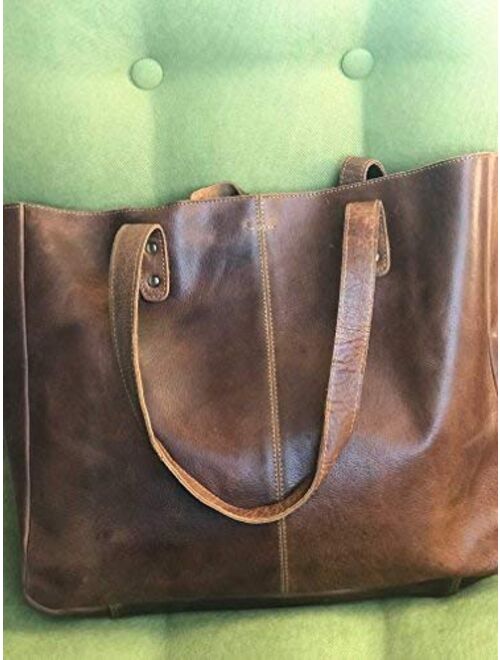 KomalC Genuine Soft Chicago Buff Leather Tote Bag Elegant Shopper Shoulder BagSALE