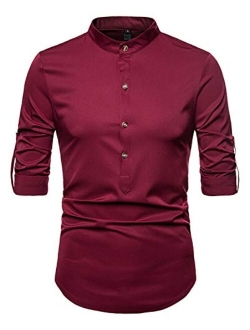 WHATLEES Mens Solid Long Sleeve Slim Fit Button Down Dress Shirt