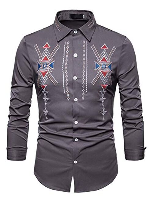 WHATLEES Mens Solid Long Sleeve Slim Fit Button Down Dress Shirt