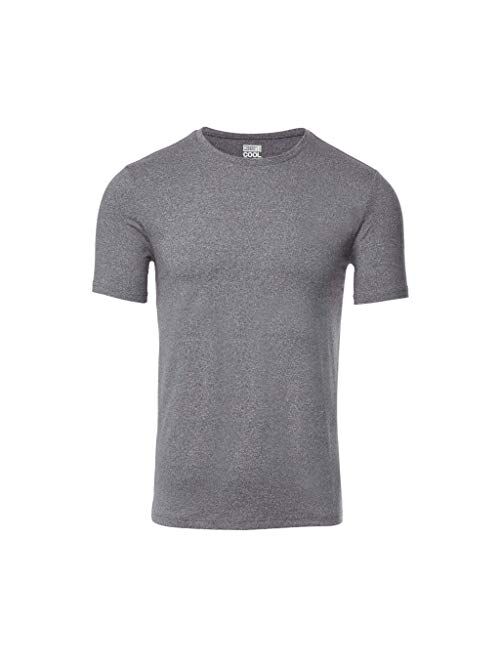 32 DEGREES Mens Cool Solid Crew Neck Tee Shirt, Dark Grey Heather, Size Small