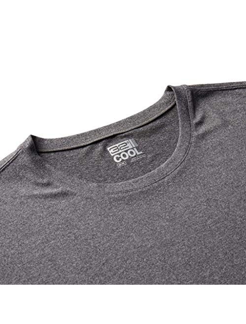 32 DEGREES Mens Cool Solid Crew Neck Tee Shirt, Dark Grey Heather, Size Small