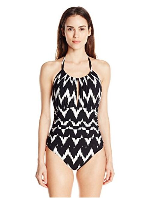 La Blanca Women's High Neck Halter One Piece Swimsuit