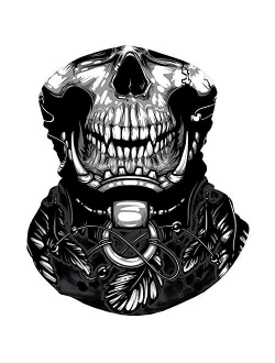 Skull Face Mask Bandana, Motorcycle Face Mask for Men Women, Skeleton Half Face Mask Sun UV Dust Wind Protection Breathable Rave Face Scarf Neck Gaiter for Biker Riding