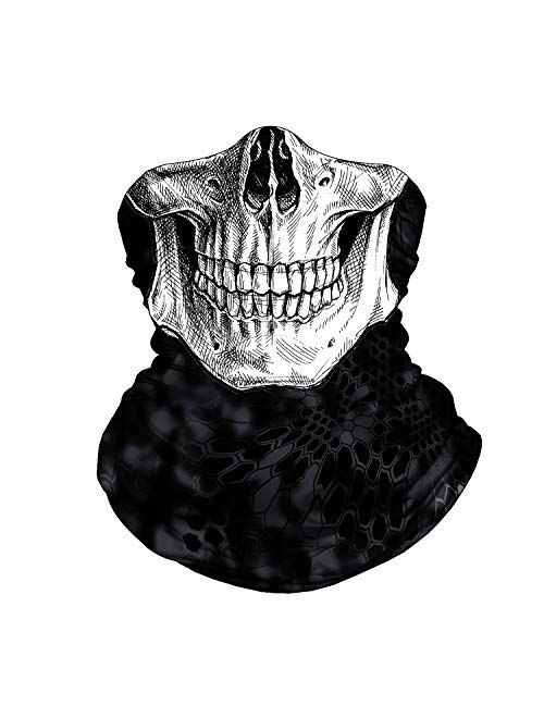 Skull Face Mask Bandana, Motorcycle Face Mask for Men Women, Skeleton Half Face Mask Sun UV Dust Wind Protection Breathable Rave Face Scarf Neck Gaiter for Biker Riding