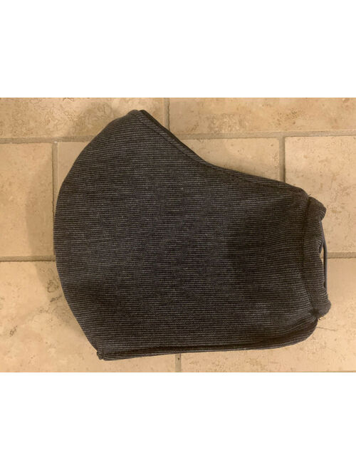 **Mens Handmade Face Mask Reversible Gray/Black) with Pocket - Washable**