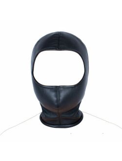 PU Leather Head harness Cosplay Halloween hood mask headgear eye Open Zip up men